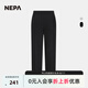 NEPA耐葩秋冬戶外男女同款拉絨寬松款休閑運動褲7JF1662 黑色C01 160/70A(070)