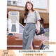 香影（xiangying）休閑套裝女夏季2025新款純棉t恤灰色半身裙兩件套一整套搭配 灰色 M