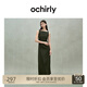 歐時(shí)力OCHIRLY 亞麻收褶小黑裙無(wú)袖連衣裙禮服女2025年夏季新款 軍綠 M
