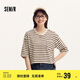 森馬（Semir）短袖T恤女短款寬松套頭衫小個(gè)子夏季條紋上衣復(fù)古風(fēng)100324100003