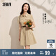 森馬連衣裙女收腰襯衫裙復古休閑夏季美拉德純色短裙101324114030