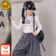 G.DUCKKIDS小黃鴨女童套裝春秋季洋氣兒童衣服時(shí)髦中大童街舞表演服裝演出服 白色打底 150 建議身高140cm 12-13歲cm