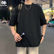 SWAMP AREA紋理提花短袖T恤男夏季重磅寬松半袖衣服潮流上衣SW047黑色XL