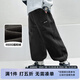 左西童裝男童加絨褲子秋冬款2025新款兒童燈芯絨加厚保暖寬松長(zhǎng)褲 黑色 140 cm 建議身高140cm左右