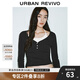 UR2025秋季新款女裝撞色假兩件掛脖系帶長袖T恤UYY450020 黑色 L