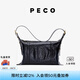 PECO927單肩真皮無(wú)性別牛皮大容量新款單肩斜挎枕頭包送女友七夕禮物 經(jīng)典黑頭層油蠟牛皮 現(xiàn)貨