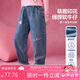 ASK JUNIOR兒童女童褲子2025秋季柔軟舒適牛仔褲可愛小貓?zhí)}卜褲 藍色 120