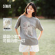 森馬（Semir）代露娃|短袖t恤女中長(zhǎng)款印花上衣25夏寬松純棉套頭衫109325100032