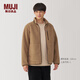 無印良品（MUJI） 男式 長毛抓絨 夾克 男士外套秋冬款 男裝 外衣 AB1MWA4A 米色 S (165/84A)