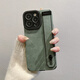 圣圖朗小羊皮翻毛皮16pro純色適用iPhone15max蘋(píng)果13手機殼高級感12情侶11全包硅膠男女款14pm防摔保護套 翻毛皮-綠色+腕帶 iPhone 14 Pro
