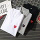 CdG Play川久保玲poloT恤白色圓領(lǐng)女短袖愛心刺繡情侶寬松男黑色戶外衣服 白色紅心 L