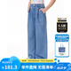 ELLE KIDS童裝 萊賽爾軟牛仔九分褲女兒童夏裝毛邊百搭寬松牛仔褲 牛仔藍 160 (S)