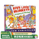 五只猴子[送音頻]英文原版紙板書 Five Little Monkeys Jumping on the bed 五只小猴子英文繪本在床上跳 兒童英語(yǔ)讀本廖彩杏書單
