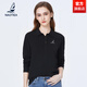 NAOTIEA納奧蒂爾小帆船黑色保羅POLO衫女2025春秋季新款長(cháng)袖翻領(lǐng)T恤 黑色 3XL （建議125-140斤）