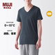 無(wú)印良品 MUJI 男式  棉冬季 V領(lǐng) 短袖T恤  打底衫FA199C3A 深灰色 L（175/100A）