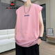 AEMAPE夏季新款漸變色背心男t恤無(wú)袖冰絲涼感青少年潮牌高中生外穿坎肩 C55粉色 4XL 170至190斤