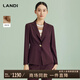 LANDI[商場(chǎng)同款]LANDI波爾多紅收腰綿羊毛西裝上衣女外套春新品 波爾多紅 XL