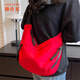 路仕尼斜跨包包斜挎包女單肩包大容量斜挎上課通勤餃子包 紅色 均碼（F）