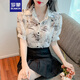 羅蒙（ROMON）女士雪紡襯衣女裝夏季2025年新款寬松設(shè)計(jì)感小眾復(fù)古碎花短袖襯衫 白色 L -105-115斤