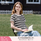 香影流蘇條紋黑色t恤女短袖2025夏裝新款寬松休閑風(fēng)正肩圓領(lǐng)上衣 黑色 T恤款 L 165/88A/110-125斤