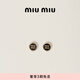 MIU MIU【禮物】繆繆女士徽標(biāo)裝飾涂琺瑯金屬耳環(huán)耳釘 黑色