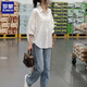 羅蒙（ROMON）休閑寬松襯衫女裝夏季2025年新款時尚洋氣小衫百搭中袖襯衣外套 白色 L 100-120斤