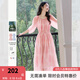 梵希蔓宮廷風(fēng)法式泡泡袖連衣裙女2025春季新款萊賽爾暈染花色長(zhǎng)裙 A0717 粉色 M