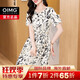 OIMG國際高端2025夏季新品短袖連衣裙顯瘦洋氣減齡桑蠶絲媽媽裙子 米白 4XL145-155斤 均碼