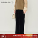 浮云堂.風(fēng)」微嵐.新中式復(fù)古絲絨闊腿褲女裝新款2023秋冬休閑垂感直筒褲 黑色 M