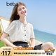 百圖betu女裝2025夏季新款襯衫小香風(fēng)波浪型撞色設(shè)計(jì)透氣短袖2407X08 米白 M