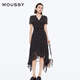 moussy女裝新品法式度假風(fēng)不規(guī)則茶歇裙連衣裙028ISZ30-3031 020黑色 均碼