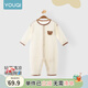 優(yōu)奇嬰兒衣服夏季薄款純棉連體衣新生幼兒睡衣寶寶紗布哈衣夏裝空調(diào)服 夏款【小熊】淺杏 80cm