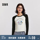 森馬（Semir）史努比系列長袖T恤女短款吸濕發(fā)熱磨毛2024冬插肩袖109724101004