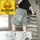G.DUCKKIDS男童夏裝牛仔短褲2024新款韓版兒童褲子痞帥男孩夏季薄款大童中褲 牛仔藍(lán) 160
