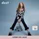 DZZIT【爆款補單】地素牛仔打底褲春秋甜酷少女水洗黑可拆卸羽毛飾邊 黑色（批次二） M