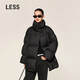 LESS2024冬新款寬松直筒立領中長款羽絨服2O0C13530 001本黑 S