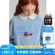 ELLE KIDS童裝 法式學(xué)院風(fēng)螺紋袖口短款衛(wèi)衣女童秋季休閑圓領(lǐng)上衣 藍(lán)色 120 （110/120）