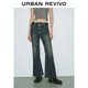 UR2025秋季新款女裝休閑復古水洗腰帶微喇牛仔長(cháng)褲UYV850115