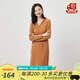 金菊清完無(wú)補(bǔ)綿羊毛100%連帽設(shè)計(jì)秋冬新款純色抽條直筒打底女式連衣裙 卡其 L(165/88A)