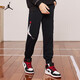 Jordan 耐克AJ童裝兒童長(cháng)褲秋季新款男童系帶休閑運動(dòng)長(cháng)褲 正黑色