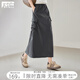 對(duì)白灰色休閑工裝半身裙女2025夏季新款梨形顯瘦中長(zhǎng)款開(kāi)叉直筒裙 深灰色 M
