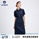Navigare意大利小帆船女士短袖牛仔連衣裙25夏季新品純棉襯衫裙百搭長(zhǎng)裙子 海軍藍(lán) L