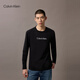 Calvin KleinJeans25秋季新款男士休閑通勤ck字母印花打底衫長(cháng)袖T恤4RD867G UB1-太空黑 S