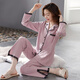莫代爾睡衣女款2025新款春裝純棉布料100全棉女士秀雅家居服春秋款 主圖款XEQ:11132紫衣口袋黑蕾絲 XL 120-140斤