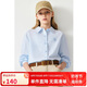 ELLE KIDS老錢風(fēng)】25年春季新女童經(jīng)典款刺繡條紋上衣翻領(lǐng)長袖襯衫 藍(lán)白條