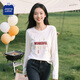 JEANSWEST CLUB真維斯長(cháng)袖t恤女春秋款純棉寬松女士上衣休閑時(shí)尚百搭女款打底衫