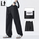 :CHOCOOLATEit休閑褲男秋季日系直筒純色褲子男寬松工裝長(cháng)褲 黑色 XL