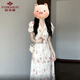俞兆林2025新款茶歇法式碎花連衣裙女子夏季女裝小個子氣質高級感收腰長 掛枝海棠碎花 掛枝海棠碎花[富家千金感小香風 M 45/55kg/
