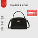 CHARLIE&KELLI CK品牌輕奢包包女包鱷魚(yú)紋凱莉包女款手提斜挎包七夕情人節(jié)禮物 黑色【京倉(cāng)配送 贈(zèng)品牌禮袋】