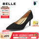百麗（Belle）七夕禮物優(yōu)雅高跟單鞋女25秋新商場款羊皮絨面通勤單鞋3O412CQ5 黑色 36 (230mm)